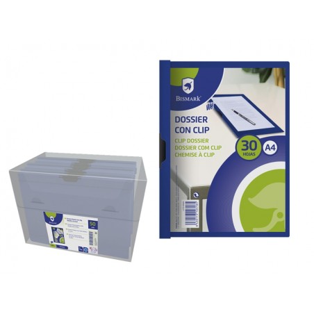 ✅ LOT de 5 Dossier Bismark avec Clip Métallique Latéral - Polypropylène Transparent - Capacité 30 Feuilles A en stock