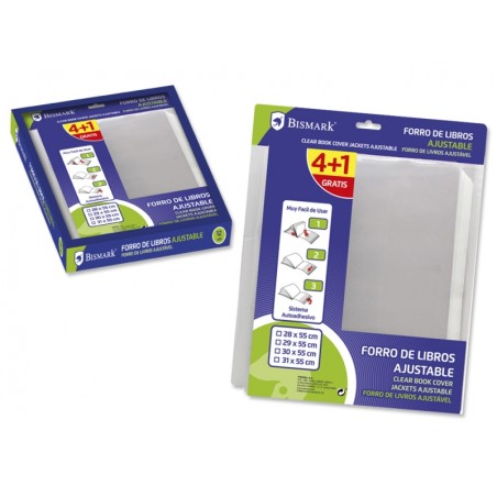 ✅ Bismark Lot de 4+1 protège-livres réglables – Idéal pour une utilisation scolaire – Couleur transparent en stock