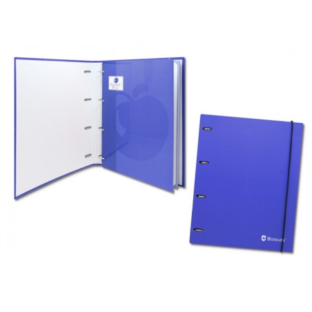 ✅ Dossier Carton Bismark avec Recharge - Format A4 - Quatre Anneaux - Recharge Assortie couleur bleu en stock