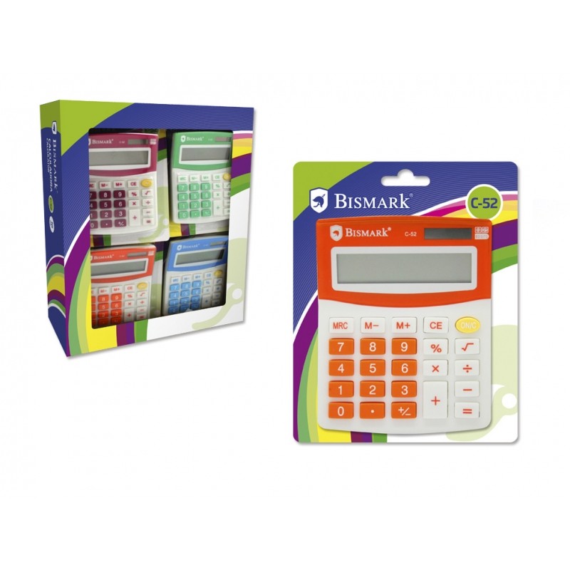 Calculatrice scolaire 8 chiffres Bismark C-52 solaire et pile Calculatrice scolaire 8 chiffres Bismark C-52 solaire et pile