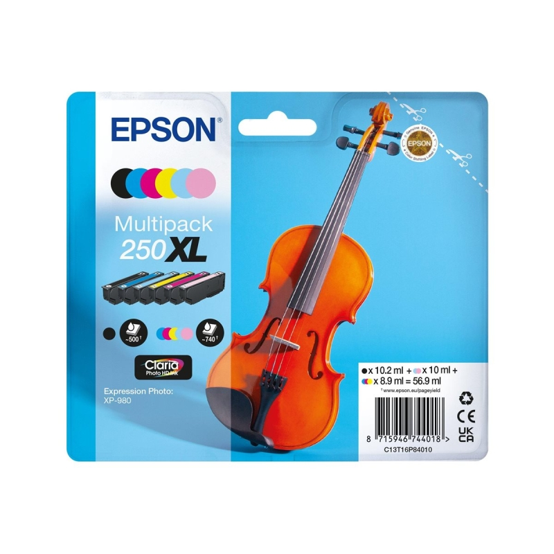 Pack de 6 cartouches d'encre Epson 250XL - C13T16P84010