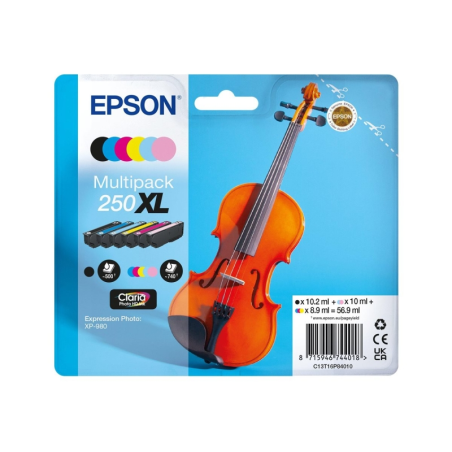 Pack de 6 cartouches d'encre originales Epson 250XL - C13T16P84010 qualité fiable