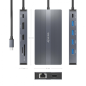 Convertisseur USB-C Aisens 12 en 1 - Boîtier en aluminium - Léger et portable - Connexion à 3 écrans - Power Delivery 100W