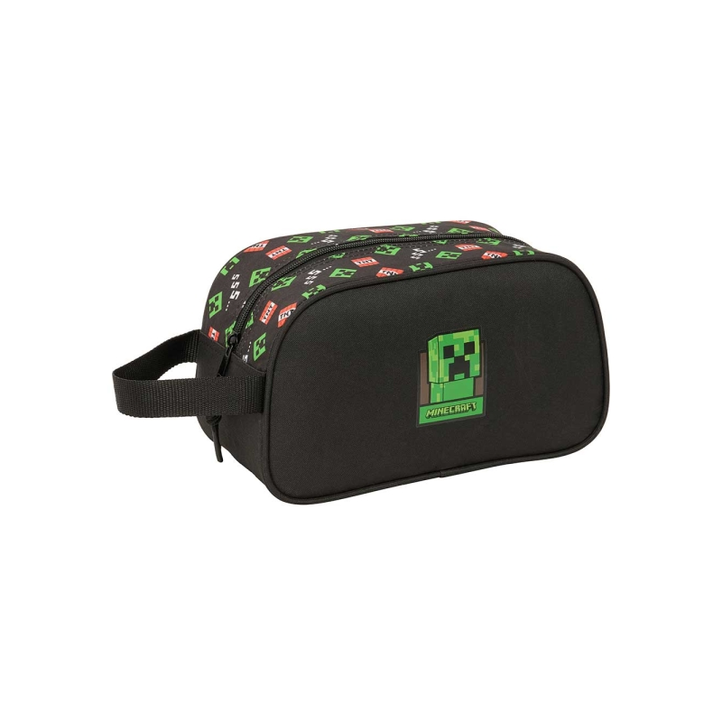 Trousse de toilette Safta Minecraft 5L - Fermeture éclair - Poignée latérale - Compatible trolley - 260 x 120 x 150 mm - Noire