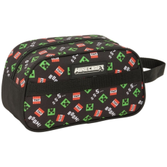 Trousse de toilette Safta Minecraft 5L - Fermeture éclair - Poignée latérale - Compatible trolley - 260 x 120 x 150 mm - Noire