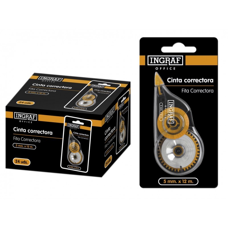 Ruban correcteur sec orange Ingraf lot de 24