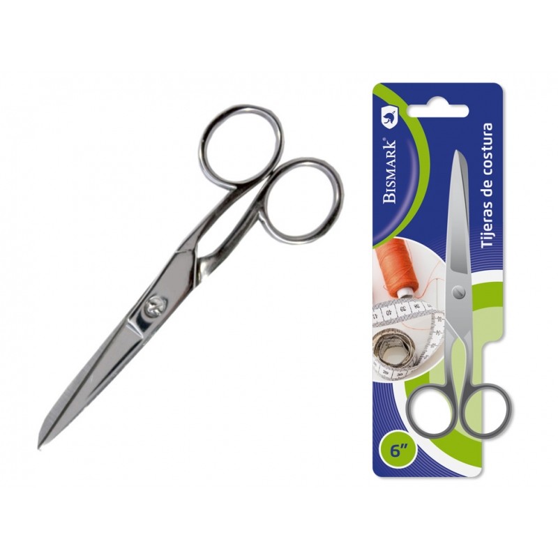 Ciseaux de couture Bismark 6 en acier inoxydable - Fixation par vis - Pression constante entre les lames - Présentation sous