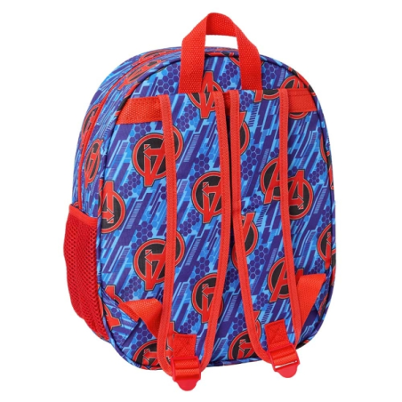 Sac à dos Avengers 3D 8,64 L Safta - Porte-bouteille - Porte-carte d'identité - Bretelles rembourrées - 27 x 33 x 10 cm - Rouge
