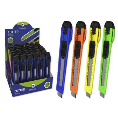 ✅ LOT de 48 Bismark Cutter Petit Cutter en Plastique avec Lame en Acier - Système de Verrouillage - Rétractabl en stock