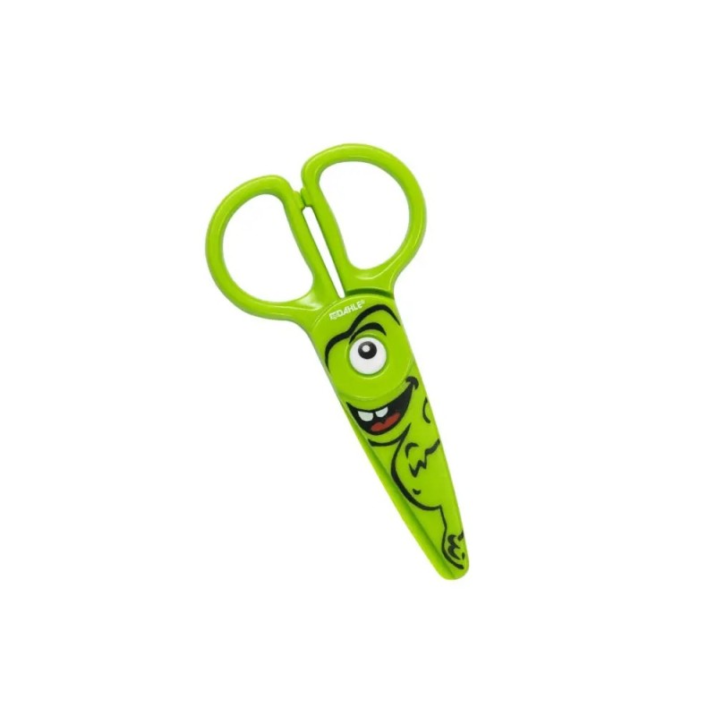 Dahle 54678 Kids Ciseaux Enfant 12 cm pour les Petits - Lames en Plastique - Bouts Arrondis - Modèle Dino - Coloris Vert