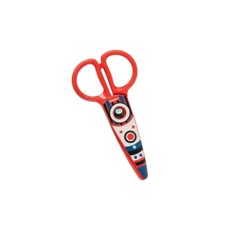 Dahle 54677 Kids Ciseaux Enfant 12 cm pour les Petits - Lames en Plastique - Bouts Arrondis - Modèle Fusée - Couleur Rouge