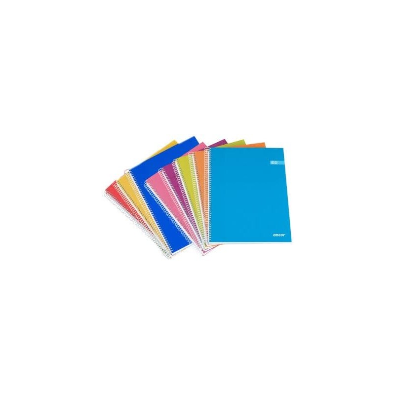 LOT de 8 Ancor Classic Stripes Carnet à Spirale Carré Folio Format 4x4mm - 80 Feuilles 90gr - Couverture Carton Laminé