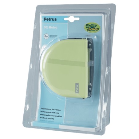 Perforatrice rétro en métal Petrus 52 - Jusqu'à 20 feuilles - Marques de format - Vidage facile - Perforatrices de 5,5 mm