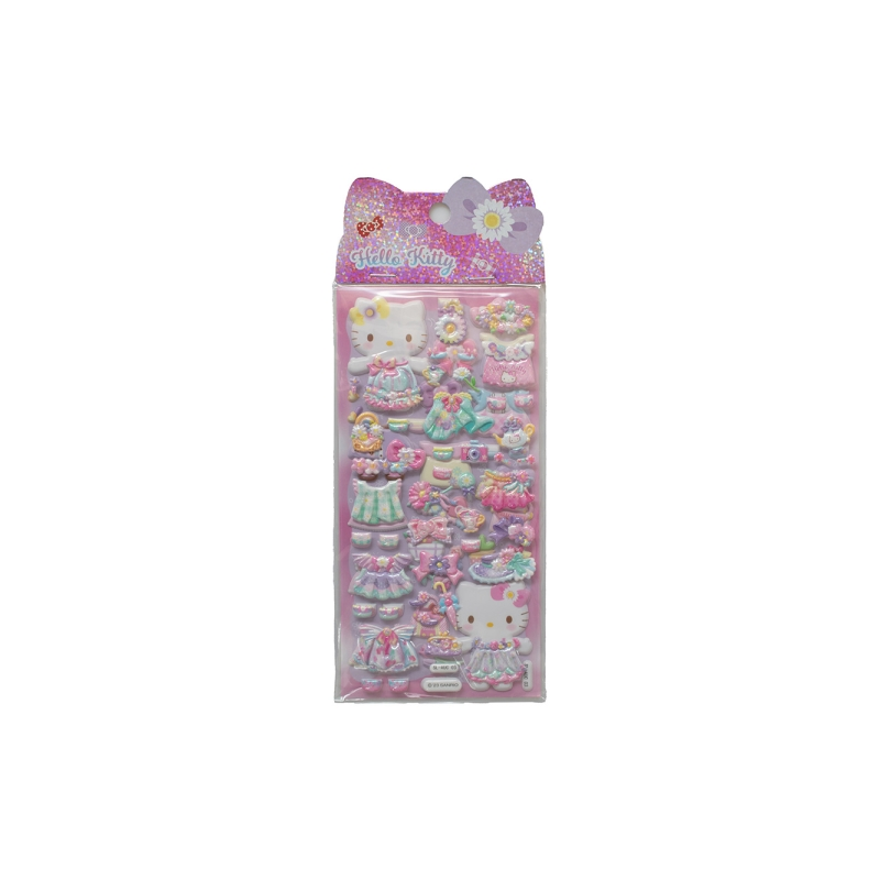Stickers en relief Comansi Hello Kitty 10 x 25 cm - 4 modèles assortis - Effet 3D - Style Kawaii