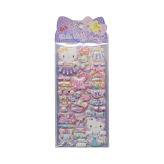 Stickers en relief Comansi Hello Kitty 10 x 25 cm - 4 modèles assortis - Effet 3D - Style Kawaii