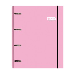 ✅ Classeur Enri A4 - Couverture Extra Rigide - 4 Anneaux - Rose couleur Rosa en stock