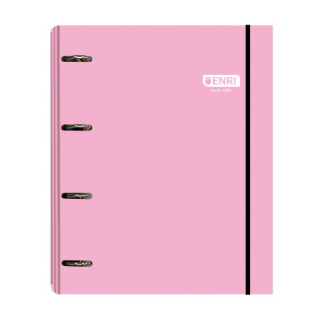 ✅ Classeur Enri A4 - Couverture Extra Rigide - 4 Anneaux - Rose couleur Rosa en stock