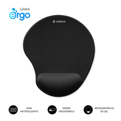 Tapis de souris ergonomique Subblim Ergo Neogel - Mousse résistante - Microtexturée imperméable - Base antidérapante - Noir