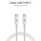 Câble Subblim Plus USB-C - 100 W - Nylon tressé - 480 Mbps - Puce E-Marker - 2 mètres - Blanc