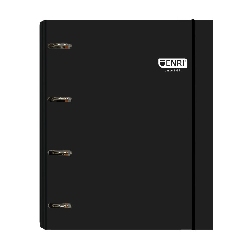 Classeur Enri A4 - Couverture Extra Rigide - 4 Anneaux - Couleur Noir