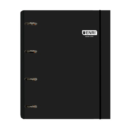 ✅ Classeur Enri A4 - Couverture Extra Rigide - 4 Anneaux - Couleur Noir couleur Noir en stock