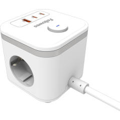 Multiprise de bureau Fellowes avec 3 prises 230 V + 2 ports USB-C (20 W max.) - 1 port USB-A (18 W max.) - Câble de 2 m