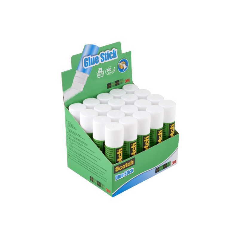 LOT de 20 Présentoir Scotch de 20 bâtons de colle solide de 21 g - Couleur transparente