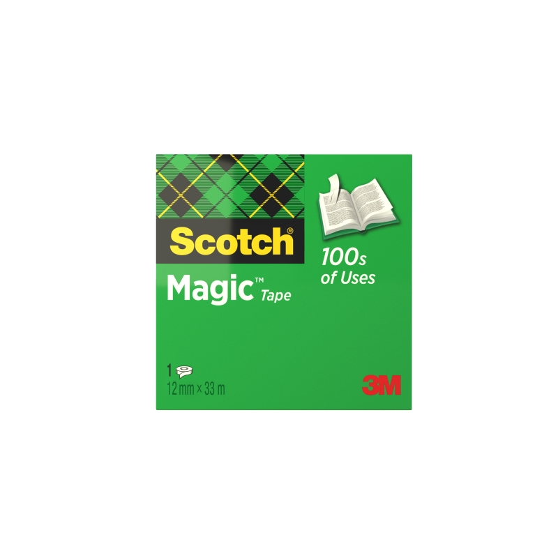 Ruban adhésif invisible Scotch Magic - 12 mm x 33 m - Transparent