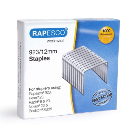 Boîte de 1 000 agrafes Rapesco 923/12 - Fil galvanisé renforcé - Broche de 12 mm