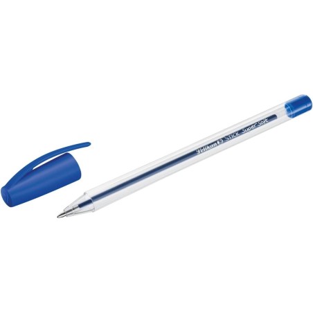 stylo bille bleu capuchon transparent
