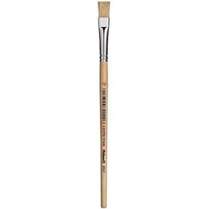 Pelikan Brush Series 613F No. 12 - Pinceau à pointe plate en poils naturels - Pour couleurs pâteuses - Idéal pour l'huile