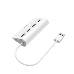 Hub USB 2.0 Hama Essential - Câble USB-A intégré de 15 cm - 4 ports USB-A femelles - Blanc