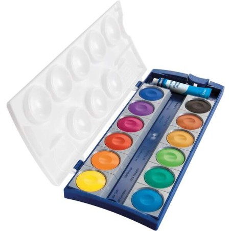 ✅ Pelikan Aquarelles Opaques 735/K12 Boîte 12 Puits + 1 Tube Blanc - Couleurs Intenses et Faciles à Diluer - R en stock