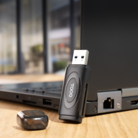Lecteur de cartes Tooq USB-A 3.0 - Compatible SD, Micro SD et TF - Noir