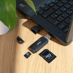 Lecteur de cartes Tooq USB-A 3.0 - Compatible SD, Micro SD et TF - Noir