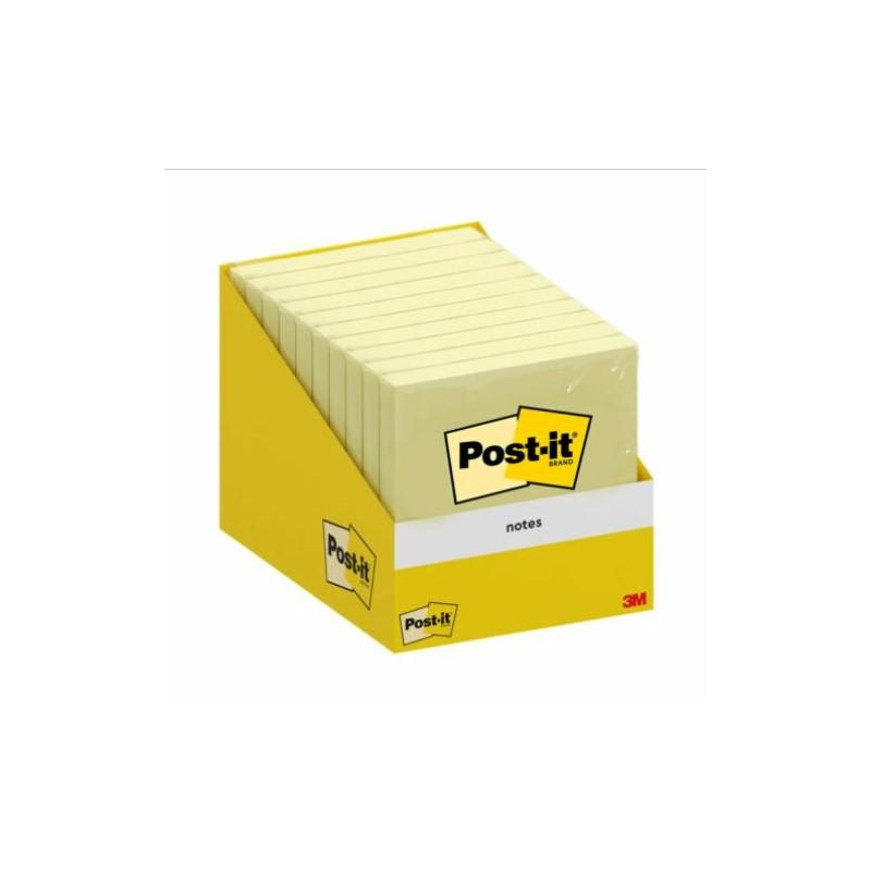 Lot de 10 blocs de 100 Post-it® repositionnables - Forme carrée - 76 x 76 mm - Jaune clair