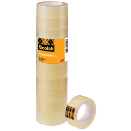 Lot de 10 rubans adhésifs Scotch - 15 mm x 10 m - Couleur transparente