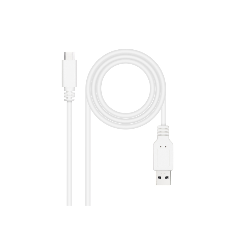 Câble Nanocable 2.0 3A USB-C Mâle vers USB-A Mâle - Longueur 0,50m - Couleur Blanc