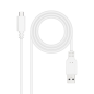 Câble Nanocable 2.0 3A USB-C Mâle vers USB-A Mâle - Longueur 0,50m - Couleur Blanc
