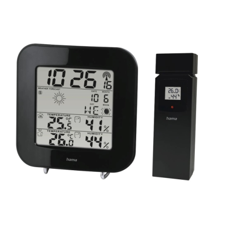 Station météo Hama EWS-200 - Horloge - Prévisions météo - Capteur extérieur - Radiofréquence - Thermomètre - Hygromètre - 11 x