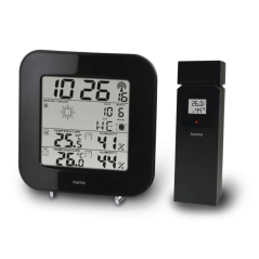 Station météo Hama EWS-200 - Horloge - Prévisions météo - Capteur extérieur - Radiofréquence - Thermomètre - Hygromètre - 11 x
