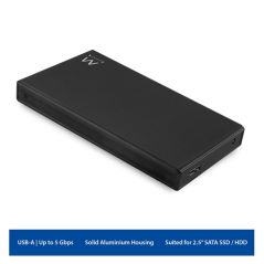 Boîtier externe Ewent pour disque dur/SSD SATA 2,5" - USB 3.2 Gen1 - Aluminium - Câble 60 cm - Voyant LED - Noir