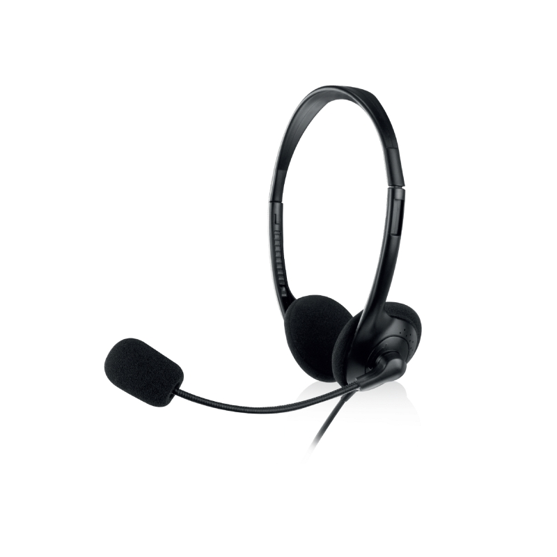 Casque stéréo Ewent - Microphone intégré - 2 prises jack 3,5 mm - Câble de 2,1 m - Noir
