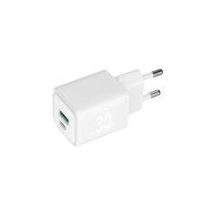 Chargeur double Blackbyte GaN - 1 port USB-C PD 30 W - 1 port USB-A 18 W - Charge rapide PPS - Blanc