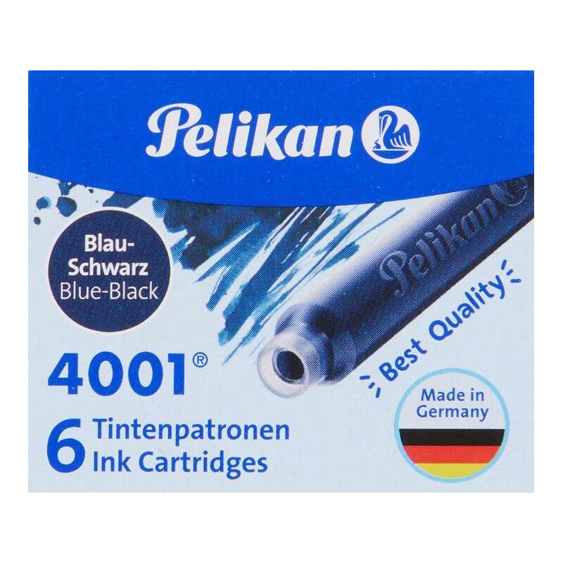Cartouches stylo plume Pelikan 4001 bleu/noir x6 Cartouches stylo plume Pelikan 4001 bleu/noir x6