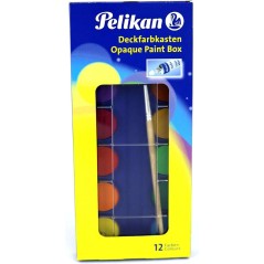 Aquarelles scolaires Pelikan - 12 couleurs - Aquarelle scolaire F355 - Boîte de 12 couleurs + 1 pinceau - Facile à diluer