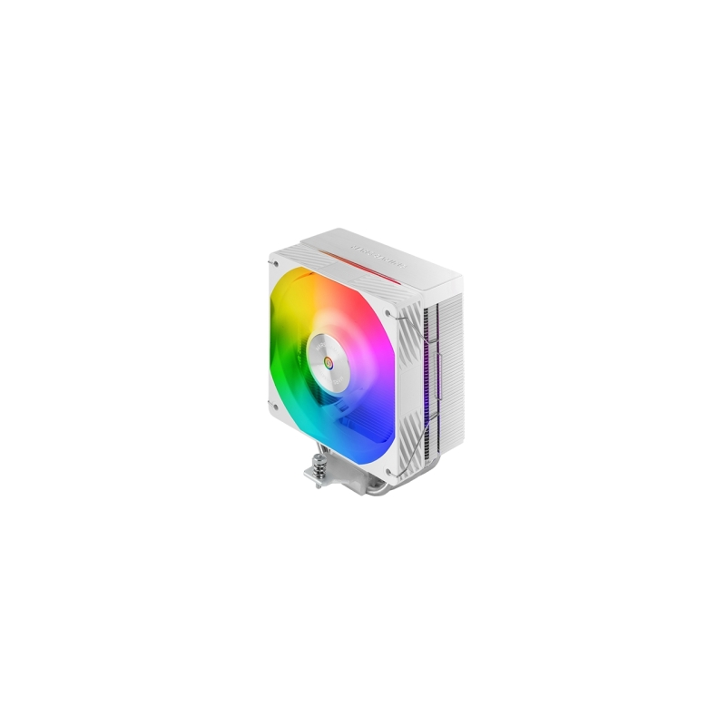 Refroidisseur de processeur Mars Gaming MCPU-X4ARGB (220 W) - Ventilateur PWM 120 mm - Éclairage ARGB - 4 caloducs HCT - Blanc