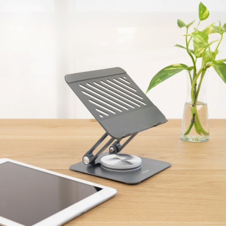 Support pour ordinateur portable Tooq jusqu'à 13" - Rotation à 360° - Pliable et portable - Gris
