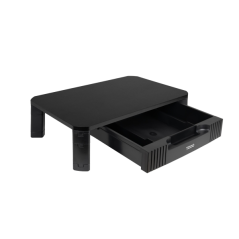 Support pour écran ou ordinateur portable Tooq - Grand tiroir - Patins antidérapants - Hauteur réglable - Poids max. 20 kg