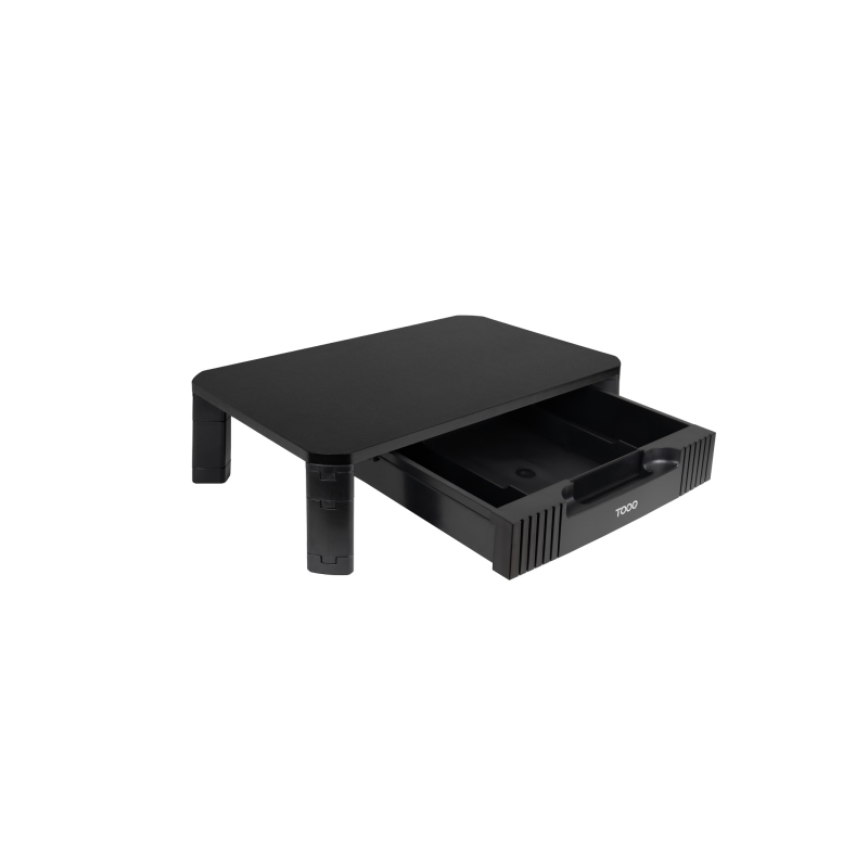 Support pour écran ou ordinateur portable Tooq - Grand tiroir - Patins antidérapants - Hauteur réglable - Poids max. 20 kg